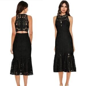 Lover Harmony Cut Out Black Goth Size 2 Midi Dress